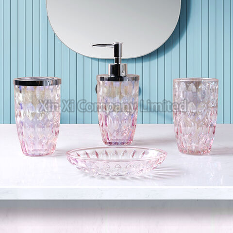 Buy Wholesale Glass Fashion Style Pink Ombre Crafts And Metal Lid Bathroom Accessory Soap Pump & Glass at USD | Global Sources