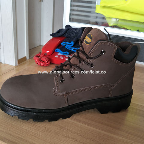Mens WorkForce S1P Lightweight Leather Steel Toe Safety Slip On Work Boots