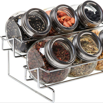 Square 4 Parts Seasoning Rack Spice Pots Seasoning Box Condiment Jars