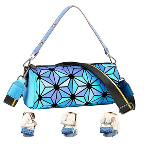 Geometric Luminous Purses and Handbags for Women Holographic Reflective Backpack