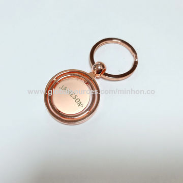 ROSE GOLD ANODIZED METAL SPINNING TURBO BEARING KEYCHAIN KEY RING/CHAIN P5 