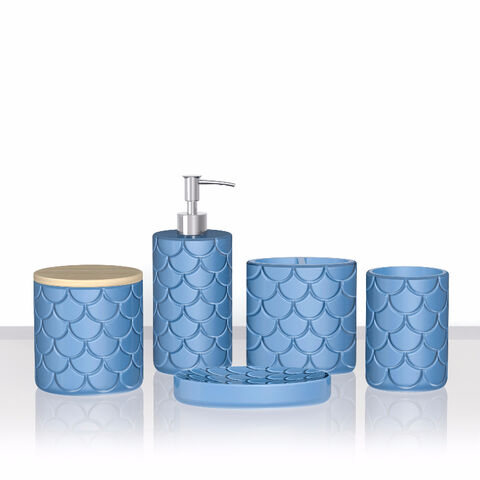 Modern Design Blue Color Polyresin, Cool Bathroom Accessories Sets