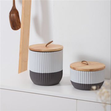 Black Glazed Stoneware Food Kitchen Storage Containers Ceramic