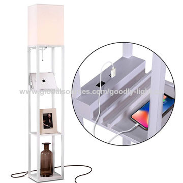 Led Light Shelf Floor Lamp With Usb, Led Shelf Floor Lamp