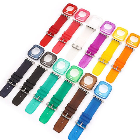 Venta al por mayor 2 en 1 Correa de TPU transparente + Funda para iWatch 38mm 40mm 42mm 44mm - Bandas de Reloj al por mayor
