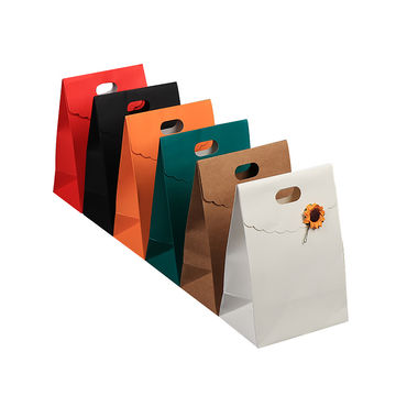 Buy Wholesale China Colored Paper Cookie Hand Bag, 22x15x10cm Small Kraft  Hand Paper Bag With Punch Hole & Colored Paper Cookie Hand Bag at USD 0.17