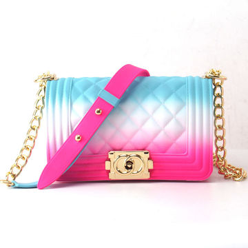 Messenger Bag Women Fashion Rainbow Color Luxury Handbags PU Jelly