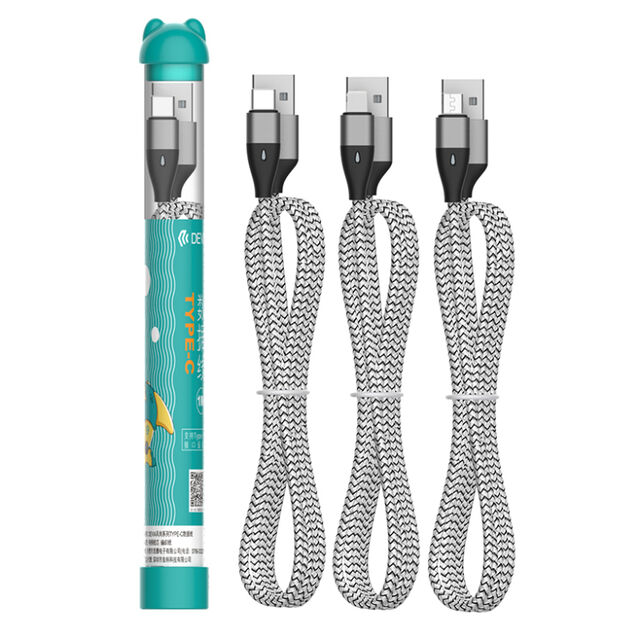 Conjunto de Cables Serie Devia Bubble Fish (10 x Micro USB & 10 x Lig & 10 x Type-C) Carga de Datos USB 3.0