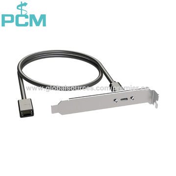 Leya-US 20cm Panel Bracket Header USB-C/Type-C Female to Male Extension Wire Connector Cord Cable 