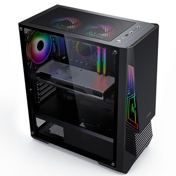 SAMA 2051 ARGB black gaming atx pc case front with mesh strong cooling ...