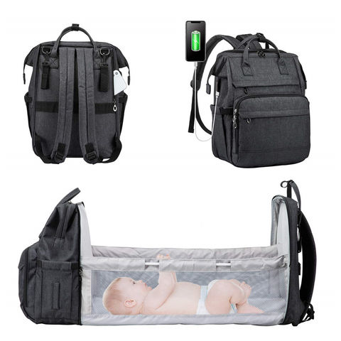 3in1 Diaper Bag Backpack Travel Bassinet Foldable Baby Bag Bed Changing  Station