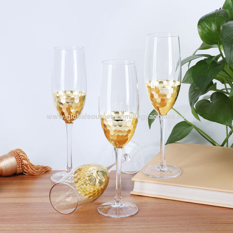 Coupes à champagne cerclées d'or fabriqués à la main personnalisés