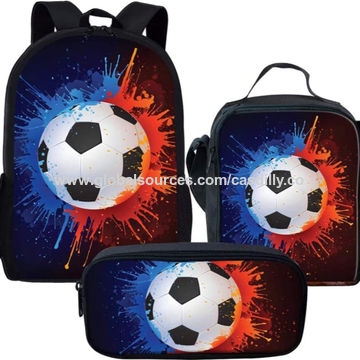 Casual School Backpack Soccer Ball Football Print Laptop Rucksack Multi-Functional Daypack Book Satchel