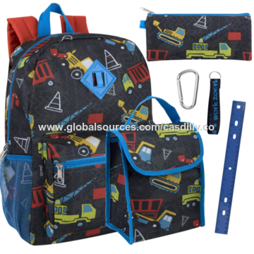 Boys 6 in 1 Backpack With Lunch Bag Pencil Case and Accessories 