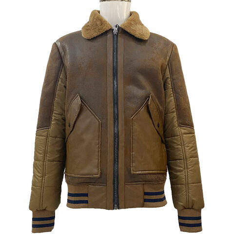 Men's Warm Leather Jacket with Unique Fashion Fur Suede Collar