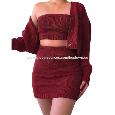 Skirt Cardigan Sweater 3 Piece 