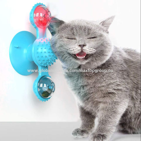 Cat Food Puzzle, Windmill Cat Toy, Turntable Food Dispenser,  Multifunctional Interactive Teasing, Funny Kitten Toys Cat Leaking Food  Puzzle Toy with Strong Suction Cup 