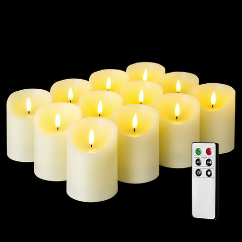 Flamless led candle,3d flame smooth D7.5 H10 pillar waved ivory ...