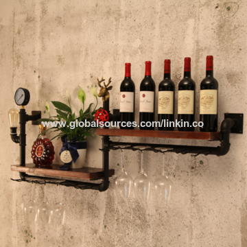 Buy Wholesale China 120 55 20cm Metal And Pine Wood Wall Wine