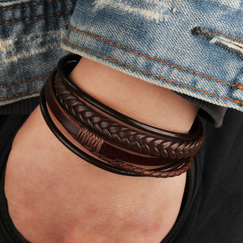 6pcs/set Fashionable Pu Leather Men's Bracelet Jewelry | SHEIN USA