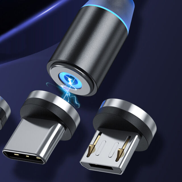 Câble de chargement USB magnétique Devia à rotation 360°, Micro, Type C, 8 broches pour mobile
