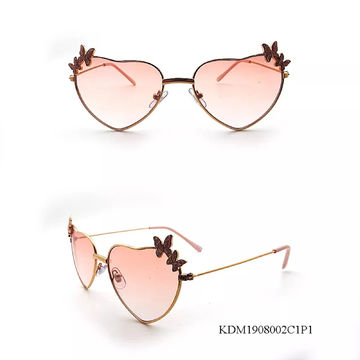 Kid's Girls Fashion Sunglasses Cute Heart Shape Metal Frame UV 400 