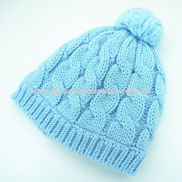 ladies pale blue bobble hat