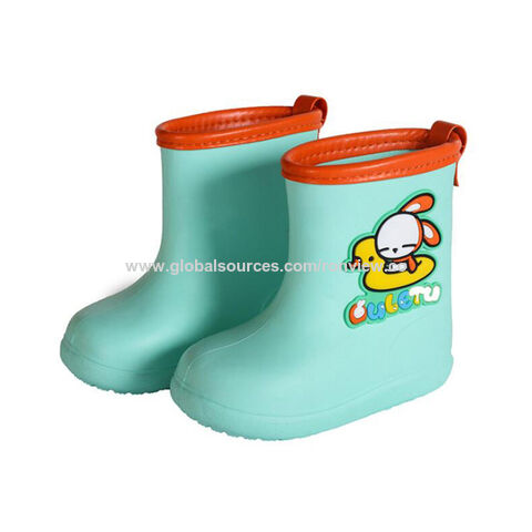 Botas de lluvia EVA para bebés y niños, lindas y cómodas, longitud de 12cm a 19cm, varios colores disponibles. Ideal para mayoristas y distribuidores.