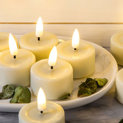5 bougies chauffe-plat à DEL blanc chaud avec scintillement réaliste et  lumineux