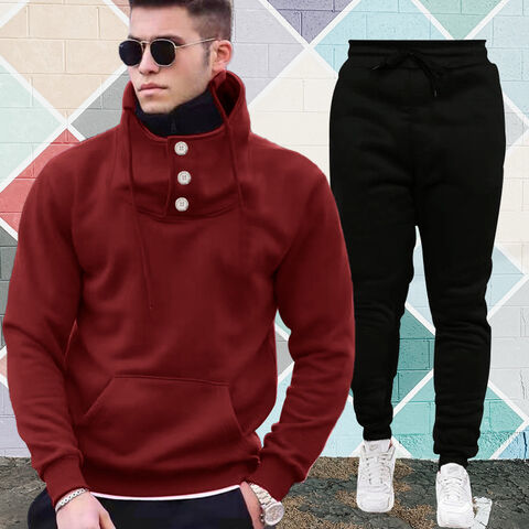 Conjuntos deportivos casuales para hombre con sudadera holgada con botones personalizados, ropa urbana for sale at factory direct price