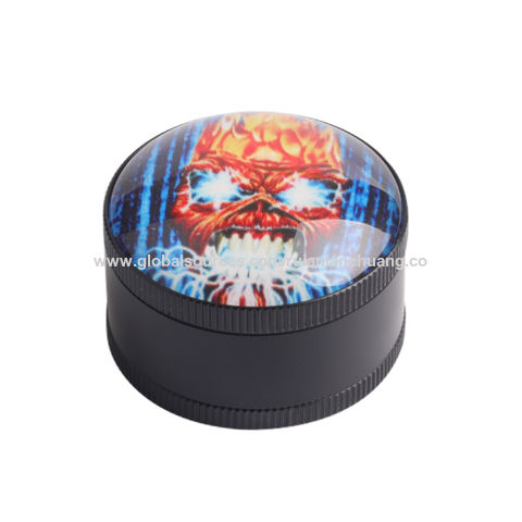 Herb Grinder 4 Layers Zinc Alloy Metal Dry Herb Magnetic Top Spice Black  3IN