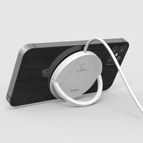 Cargador Inalámbrico Magnético Magsafe Portátil Rápido Qi 15W con Soporte de Anillo para iPhone 12