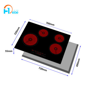 6000W Built-in 4 Zone Black Touch Control Electric Cooker Cooktop Electric Ceramic Hob 60cm