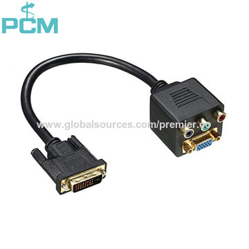 Dvi To Vga Rca Splitter Cable 24 5 Male To 3 Rca Femaledual Link Y Video Cable 1ft 30cm Black For Hd Dvi To Vga Rca Rgb Av Y Splitter Cable Dvi I To Vga