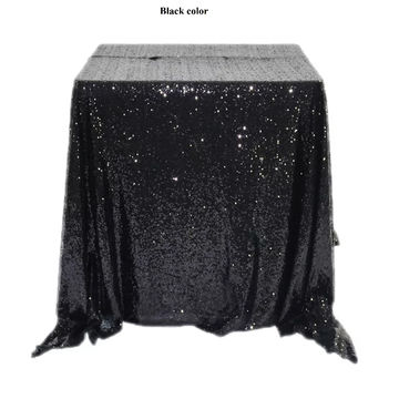 Sequin Table Cloth, Black And Gold 120 Round Tablecloth