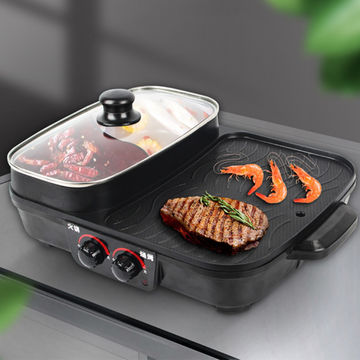 2 in 1 Electric Grill Indoor Hot Pot Barbecue Multifunctional