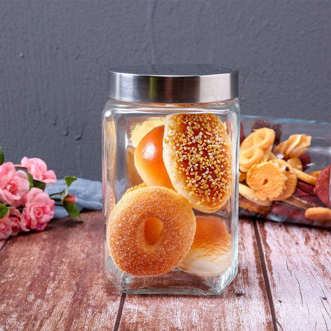 Buy Wholesale China Glass Jar With Lids Wholesale 1500ml Square Canning Jars  Bulk 33oz Glass Storage Bottles Glass Jars & Glass Jars at USD 0.88