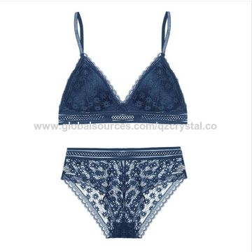 Cheap Women Sexy Underwear Satin Embroidery Lace Bra Sets with Panties  Ladies 2 Pcs Lingerie Set