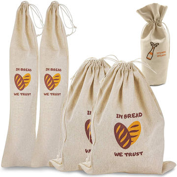Linen Bread Bags Reusable Drawstring Bag For Homemade Bread