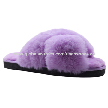 plush open toe slippers