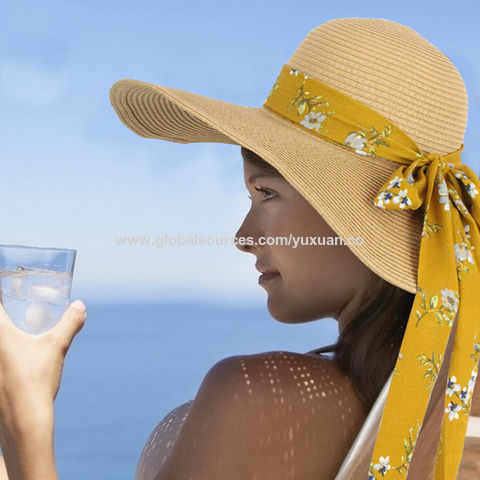 Hot Selling Fashion Vacation Summer Straw Hat, Wide Brim Sun Hat With  Floral Ribbon For Female - Expore China Wholesale Straw Hat and Sun Hat