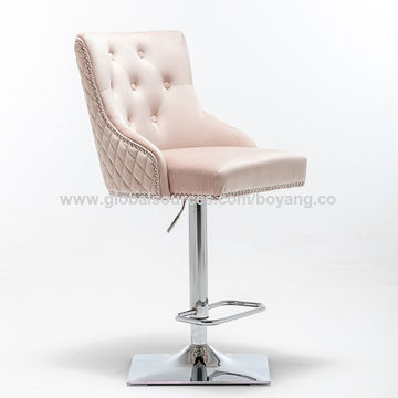 Buy Wholesale China Crushed Velvet Bar Stool Chrome Footrest And