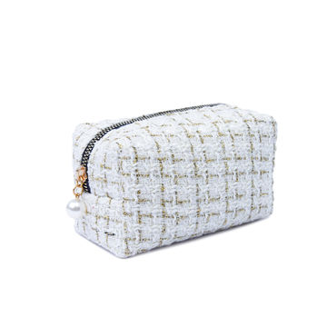 Wholesale Knitted Zipper Ladies Makeup Pouch Canvas Travel Checkered  Toiletry Cosmetic Bag for Women Girls - China Canvas Bag and Tote Bag price