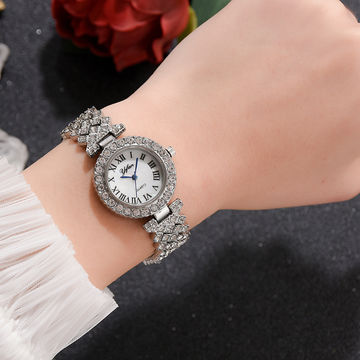 Cheap watches wristwatch women diamond dial crystal watch bracelet 
