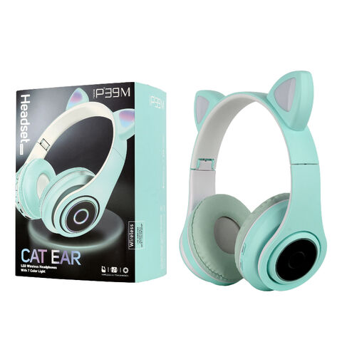 Compre Auriculares Inalámbricos Led Con Orejas De Gato Para Niñas