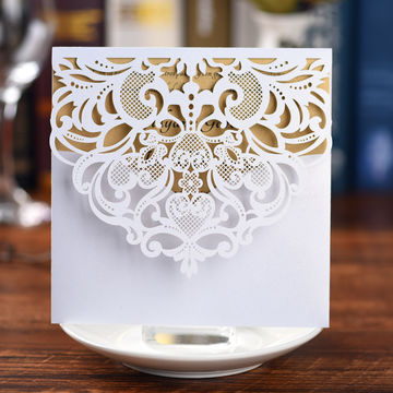 Laser Cut Glitter Hollow European Style Wedding Invitation Card Greeting Cards 
