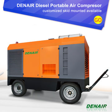 DENAIR 4 Wheels Diesel Portable Screw Air Compressor. Diesel Air ...