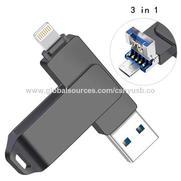 Clé USB 3 en 1, clé USB 3.0, clé USB de stockage externe pour iPhone, iPad,  ordinateur Android 