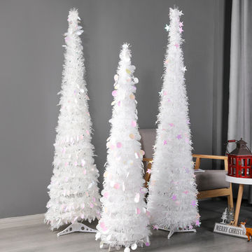 Artificial Collapsible Pop up Christmas Tinsel Tree with Stand Xmas Decor