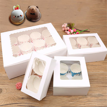 Whole China Windowed Cupcake Bo White Clear For 2 4 6 12 Cup Cakes With Removable Trays Transpa Box Big Size Wedding Diy At Usd 0 32 Global Sources